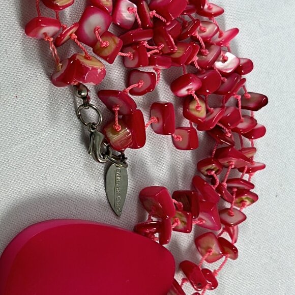 Coldwater Creek Necklace Pink Chunky Pendant Chippy Beads Spring Summer Bright - Picture 5 of 9